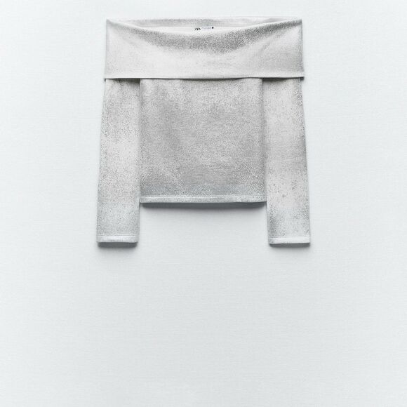 Zara metallic off shoulder sweater - Picture 4 of 6